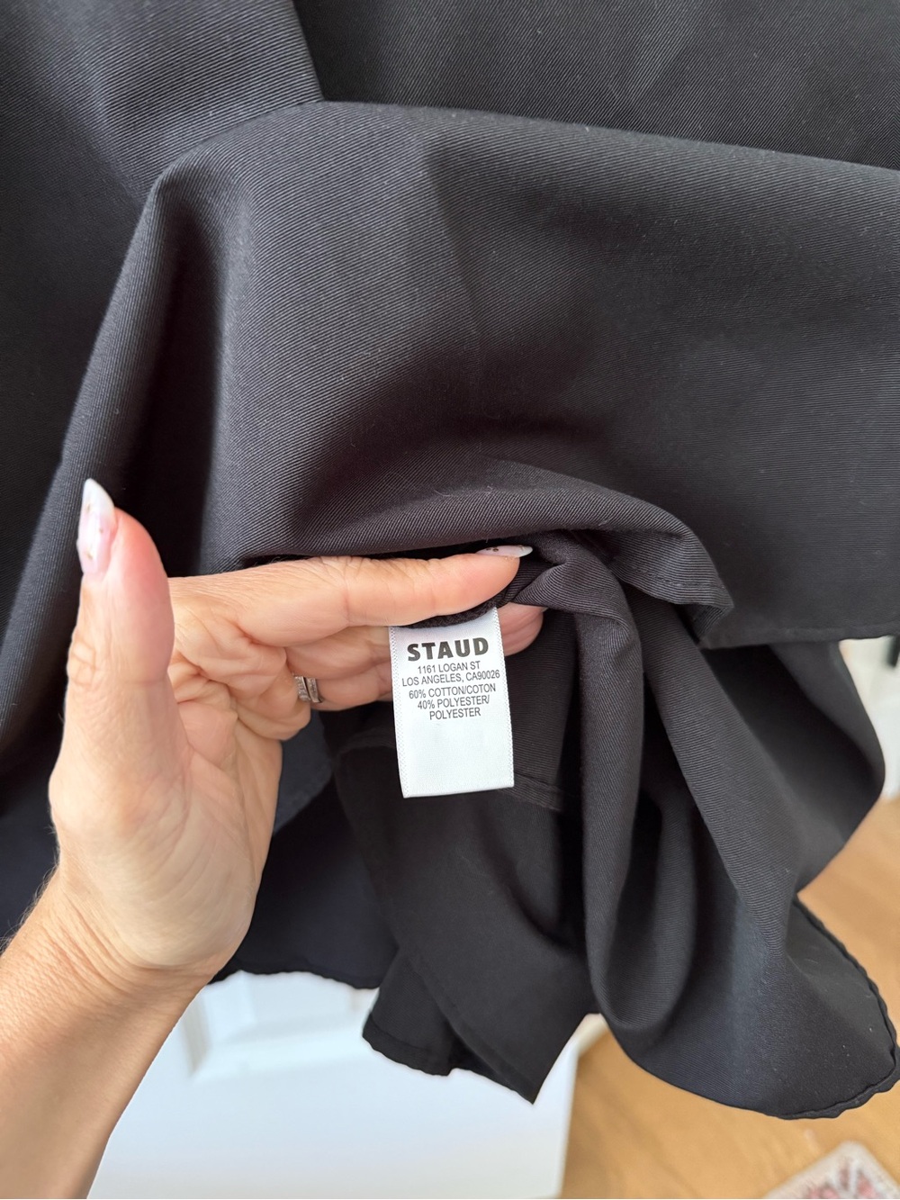 STAUD Joy Cotton Blend Gown Maxi Dress Black Side Pockets NEW with tag - Picture 7 of 8